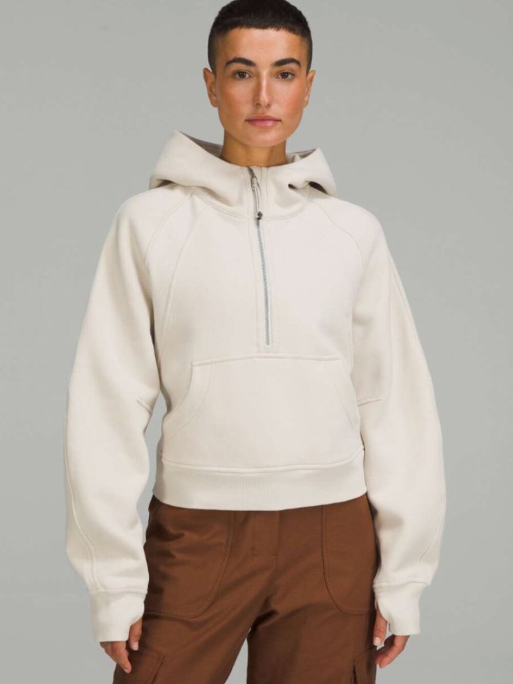 Lululemon Scuba Oversized Half-Zip Hoodie in Natural Ivory - M / L